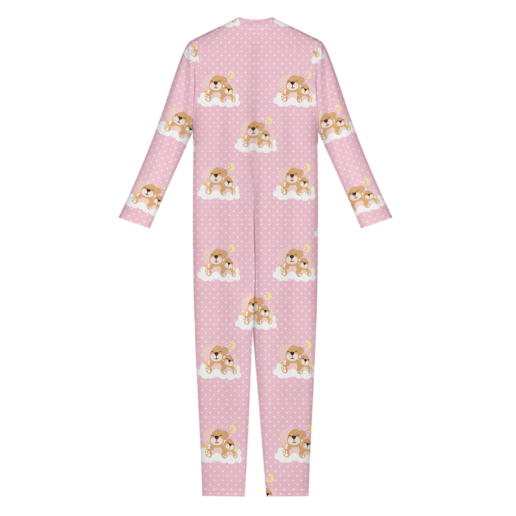 Cute Polka Dot Baby Bear Pattern Print Jumpsuit