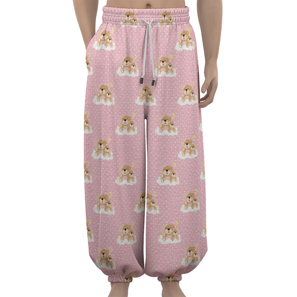 Cute Polka Dot Baby Bear Pattern Print Lantern Pants