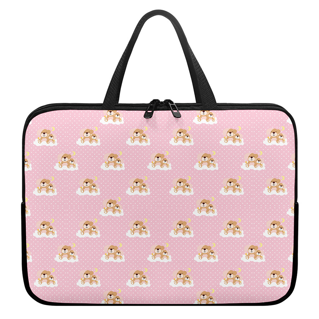 Cute Polka Dot Baby Bear Pattern Print Laptop Sleeve With Handle
