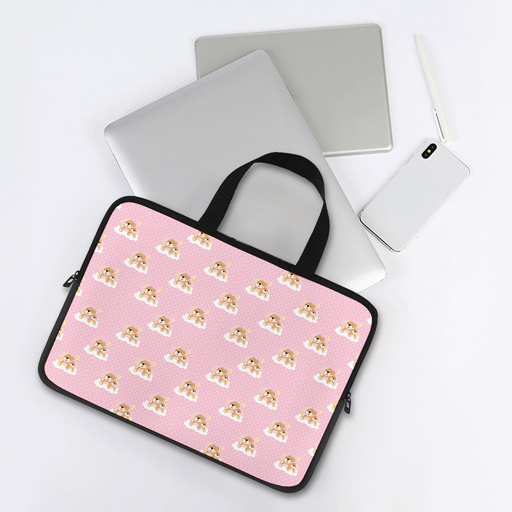 Cute Polka Dot Baby Bear Pattern Print Laptop Sleeve With Handle