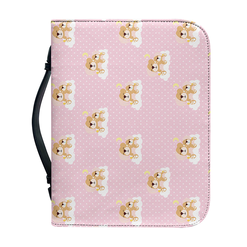 Cute Polka Dot Baby Bear Pattern Print Leather Bible Cover