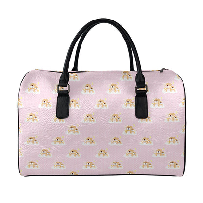 Cute Polka Dot Baby Bear Pattern Print Leather Duffle Bag
