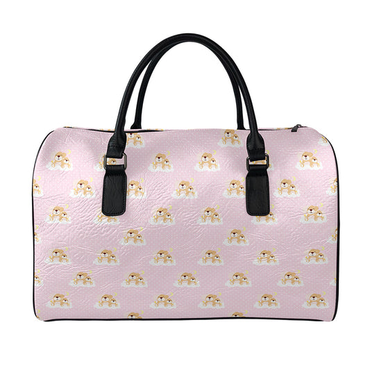 Cute Polka Dot Baby Bear Pattern Print Leather Duffle Bag