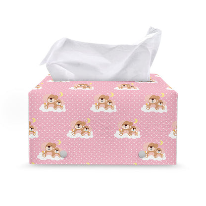 Cute Polka Dot Baby Bear Pattern Print Leather Tissue Box Cover