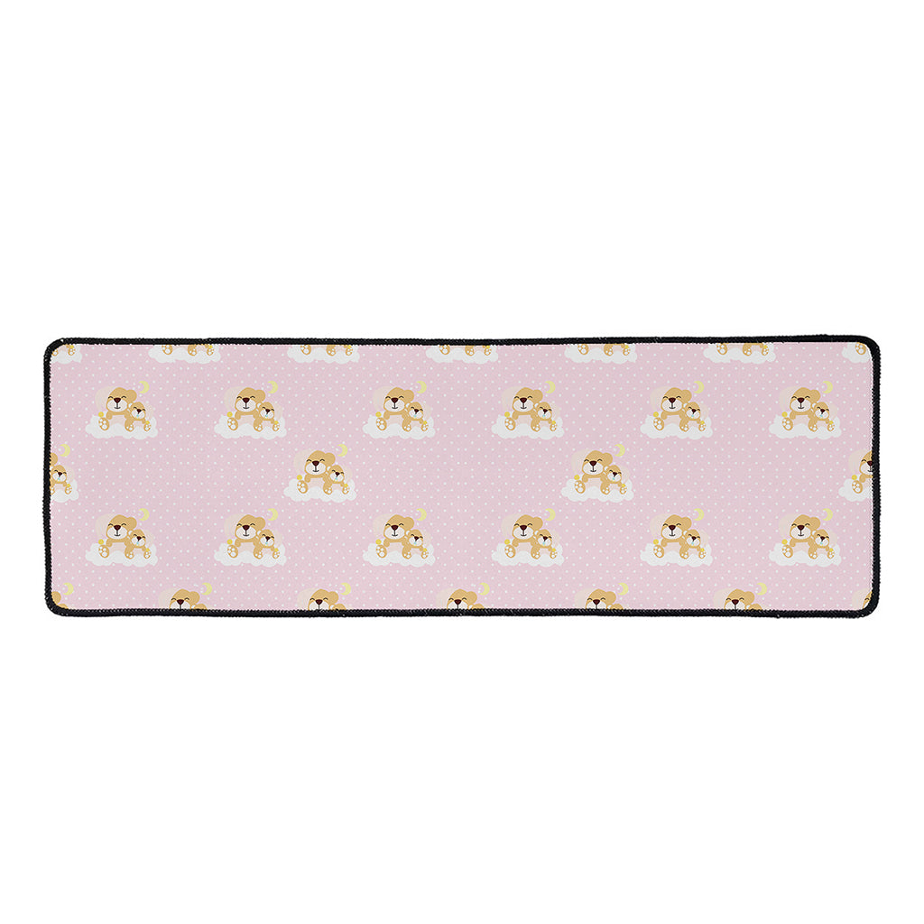Cute Polka Dot Baby Bear Pattern Print Long Kitchen Mat