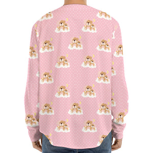 Cute Polka Dot Baby Bear Pattern Print Long Sleeve Baseball Jersey