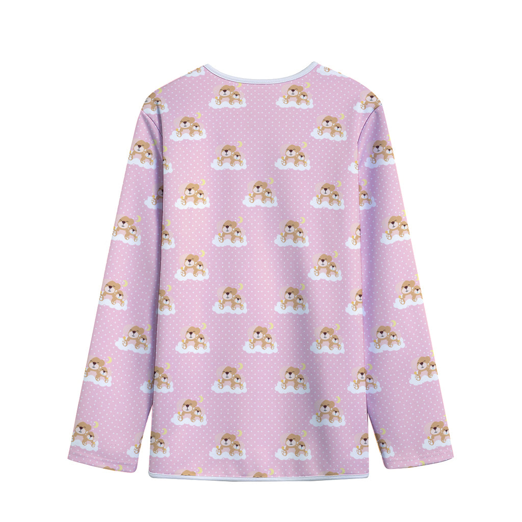 Cute Polka Dot Baby Bear Pattern Print Long Sleeve Short Coat