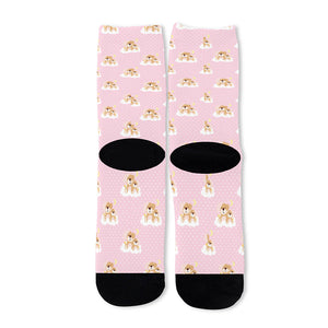 Cute Polka Dot Baby Bear Pattern Print Long Socks