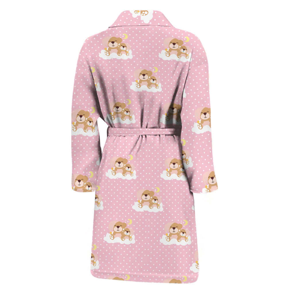 Cute Polka Dot Baby Bear Pattern Print Men's Bathrobe