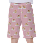 Cute Polka Dot Baby Bear Pattern Print Men's Beach Shorts