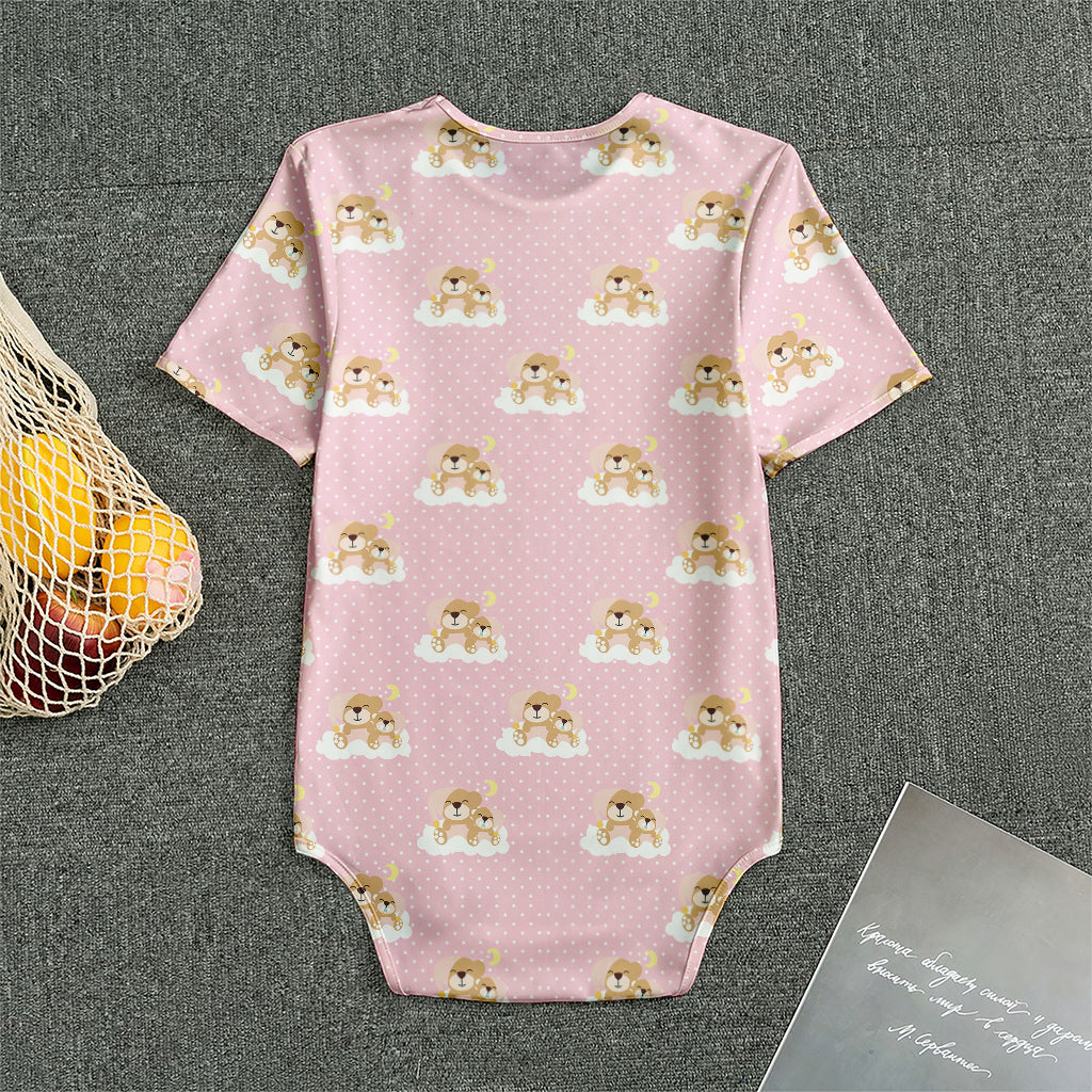 Cute Polka Dot Baby Bear Pattern Print Men's Bodysuit