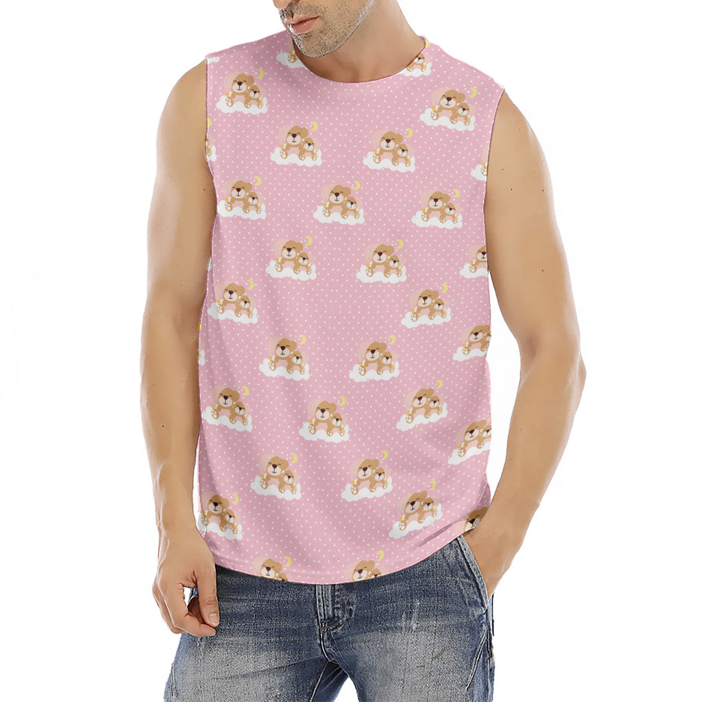 Cute Polka Dot Baby Bear Pattern Print Men's Fitness Tank Top