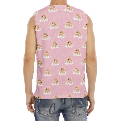 Cute Polka Dot Baby Bear Pattern Print Men's Fitness Tank Top