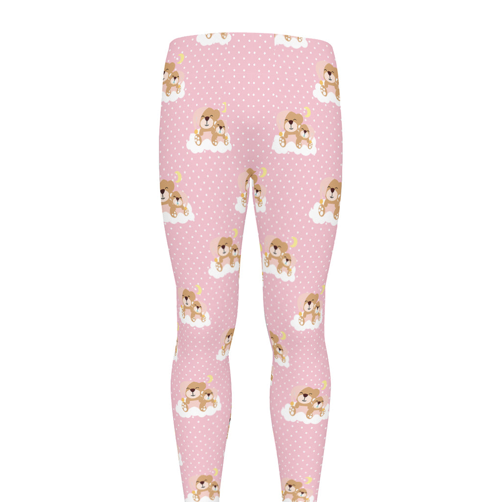 Cute Polka Dot Baby Bear Pattern Print Men's leggings