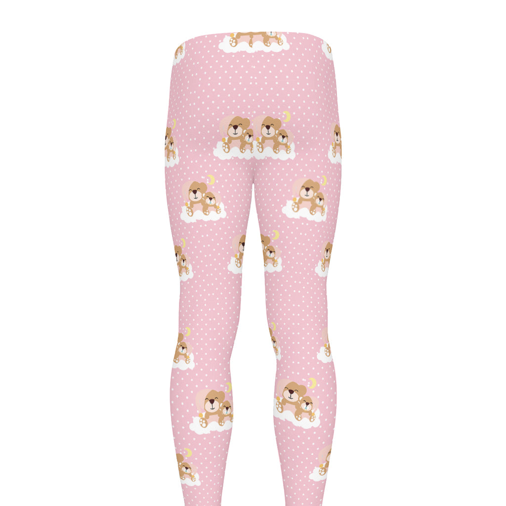 Cute Polka Dot Baby Bear Pattern Print Men's leggings