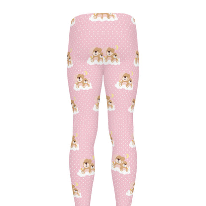 Cute Polka Dot Baby Bear Pattern Print Men's leggings