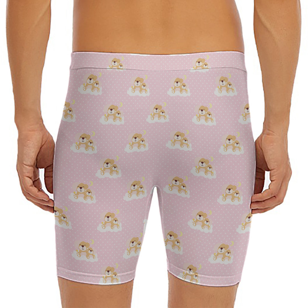 Cute Polka Dot Baby Bear Pattern Print Men's Long Boxer Briefs