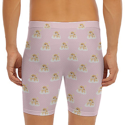 Cute Polka Dot Baby Bear Pattern Print Men's Long Boxer Briefs