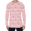 Cute Polka Dot Baby Bear Pattern Print Men's Long Sleeve T-Shirt