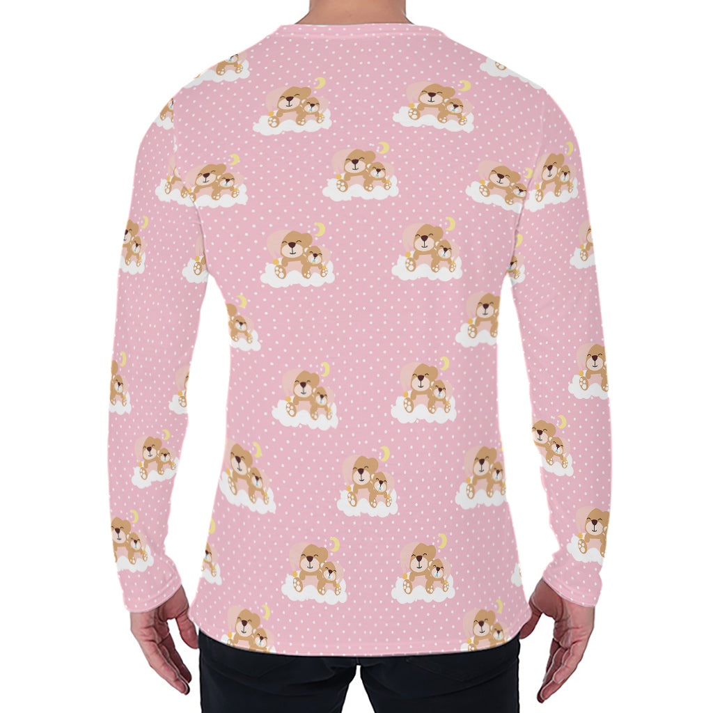 Cute Polka Dot Baby Bear Pattern Print Men's Long Sleeve T-Shirt