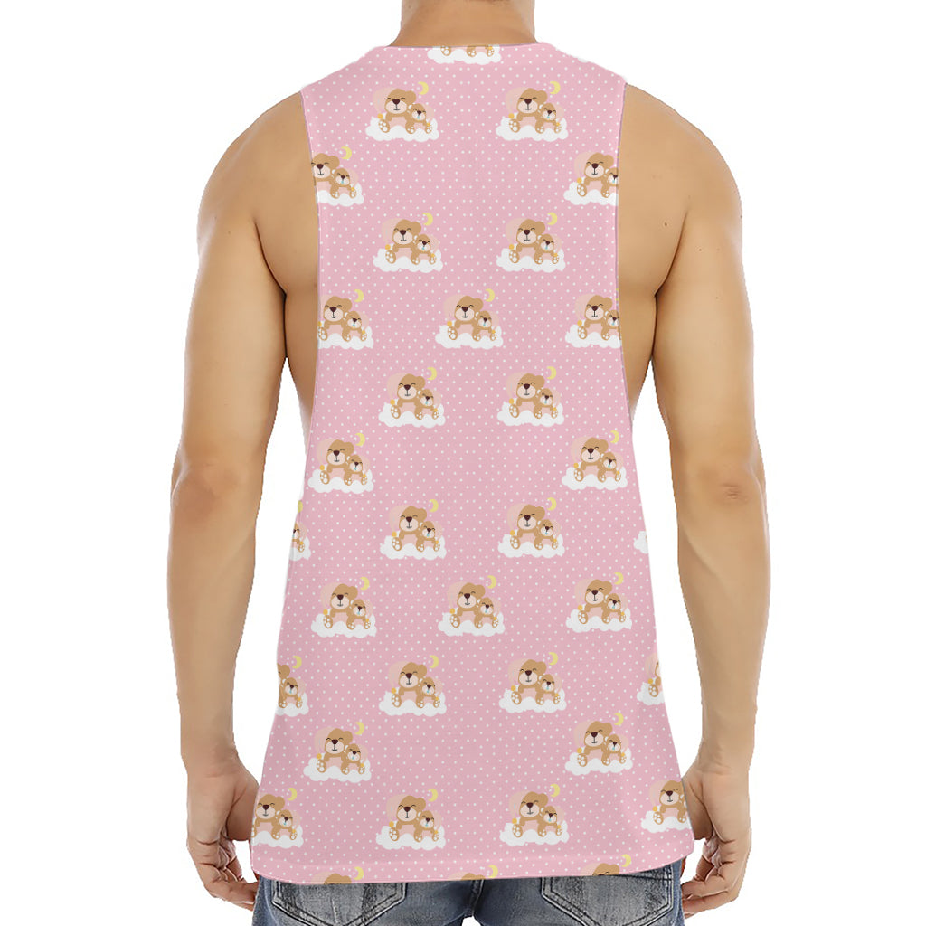 Cute Polka Dot Baby Bear Pattern Print Men's Muscle Tank Top