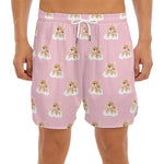 Cute Polka Dot Baby Bear Pattern Print Men's Split Running Shorts