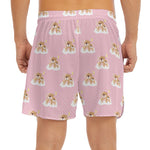 Cute Polka Dot Baby Bear Pattern Print Men's Split Running Shorts