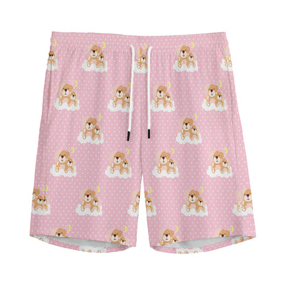 Cute Polka Dot Baby Bear Pattern Print Men's Sports Shorts