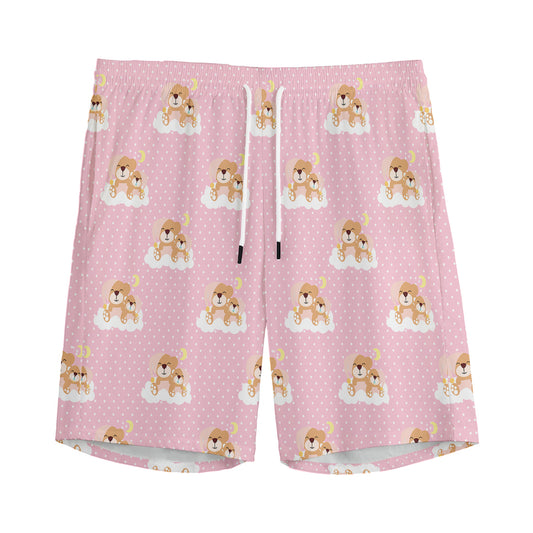 Cute Polka Dot Baby Bear Pattern Print Men's Sports Shorts