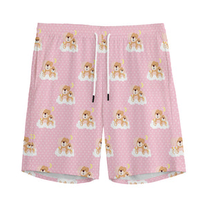 Cute Polka Dot Baby Bear Pattern Print Men's Sports Shorts