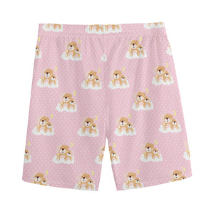 Cute Polka Dot Baby Bear Pattern Print Men's Sports Shorts