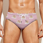 Cute Polka Dot Baby Bear Pattern Print Men's Swim Briefs