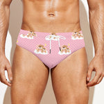 Cute Polka Dot Baby Bear Pattern Print Men's Swim Briefs