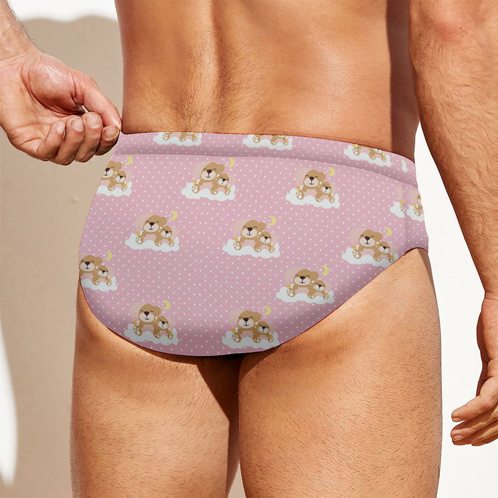 Cute Polka Dot Baby Bear Pattern Print Men's Swim Briefs