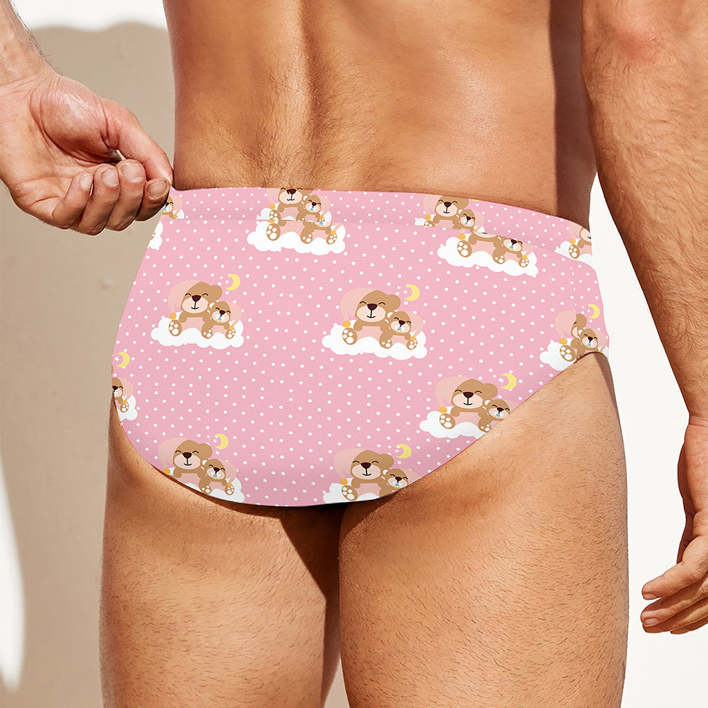 Cute Polka Dot Baby Bear Pattern Print Men's Swim Briefs