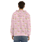 Cute Polka Dot Baby Bear Pattern Print Men's Velvet Pullover Hoodie