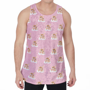 Cute Polka Dot Baby Bear Pattern Print Men's Velvet Tank Top