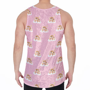 Cute Polka Dot Baby Bear Pattern Print Men's Velvet Tank Top