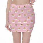 Cute Polka Dot Baby Bear Pattern Print Pencil Mini Skirt