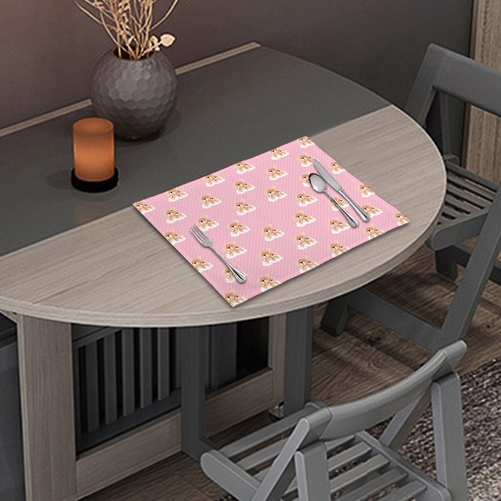 Cute Polka Dot Baby Bear Pattern Print Placemat
