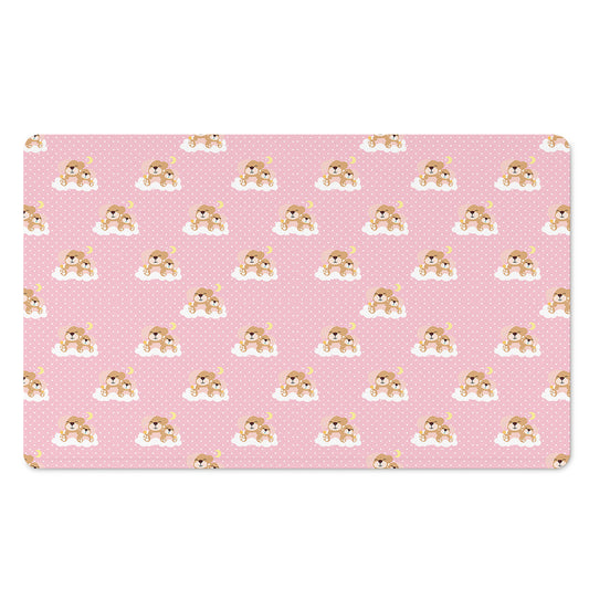 Cute Polka Dot Baby Bear Pattern Print Polyester Doormat