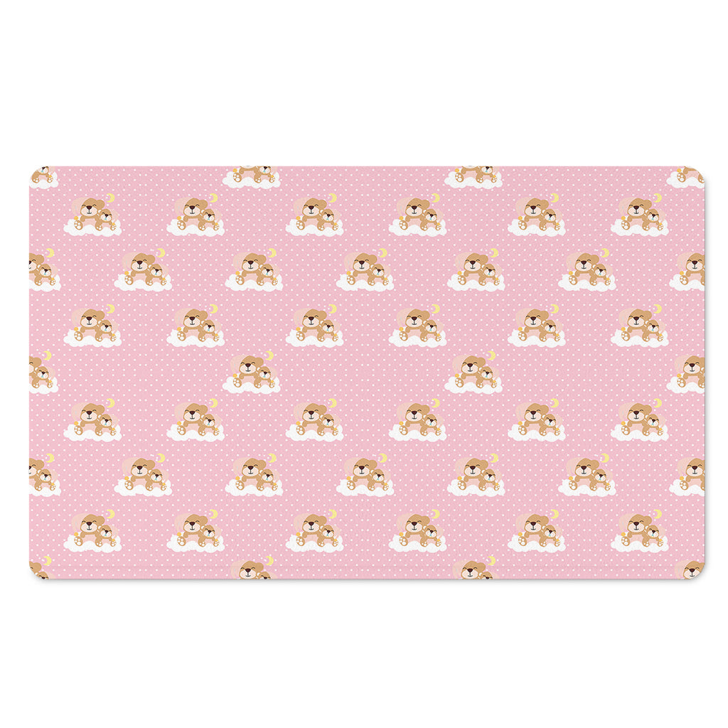Cute Polka Dot Baby Bear Pattern Print Polyester Doormat