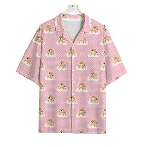 Cute Polka Dot Baby Bear Pattern Print Rayon Hawaiian Shirt