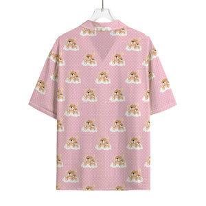 Cute Polka Dot Baby Bear Pattern Print Rayon Hawaiian Shirt