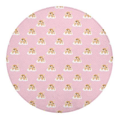 Cute Polka Dot Baby Bear Pattern Print Round Blanket