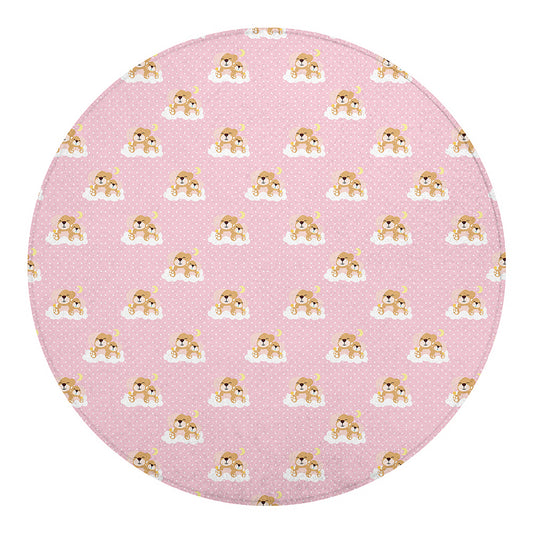 Cute Polka Dot Baby Bear Pattern Print Round Blanket