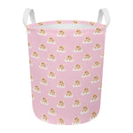 Cute Polka Dot Baby Bear Pattern Print Round Laundry Basket