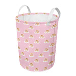Cute Polka Dot Baby Bear Pattern Print Round Laundry Basket