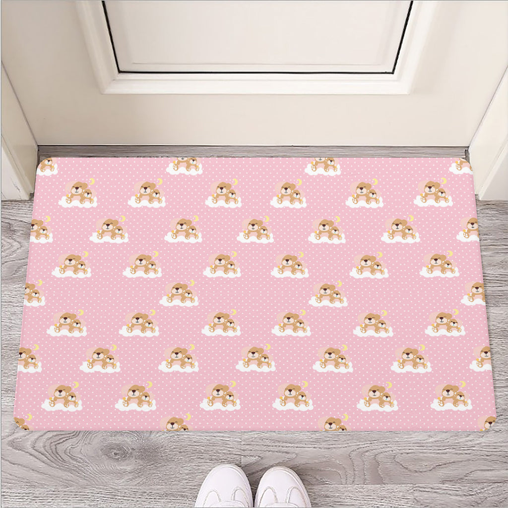 Cute Polka Dot Baby Bear Pattern Print Rubber Doormat