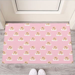 Cute Polka Dot Baby Bear Pattern Print Rubber Doormat